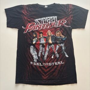 Y2k Steel panther all over print band shirt (feel this steel)